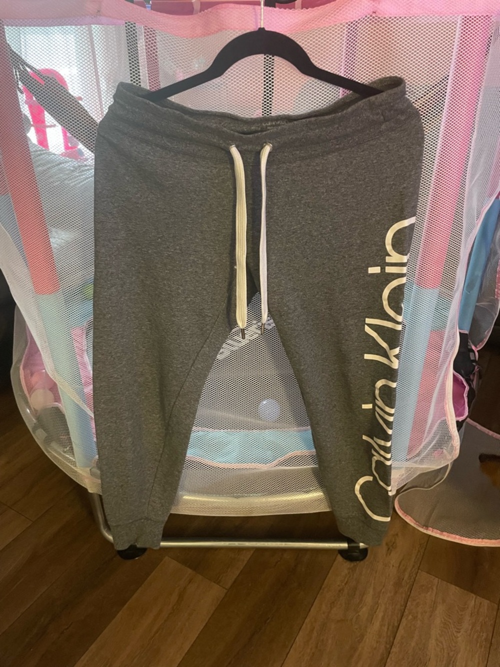 Calvin Klein Kids Gray Logo Joggers with White Drawstring